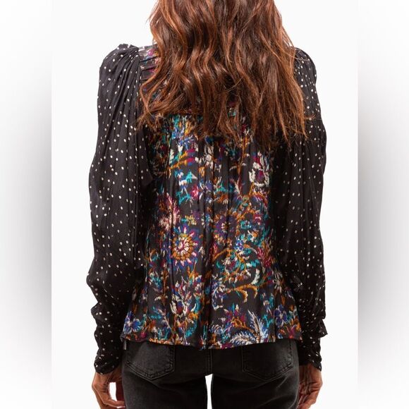 NEW Maria Cher Jujuy Cora Silk Blouse Black Dahlia Size XS - Picture 3 of 11